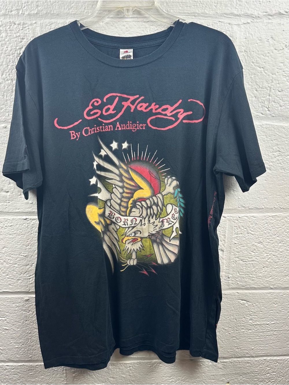 Ed Hardy Y2K Born Free Eagle Graphic T Shirt Mens XL Christian Audigier Black